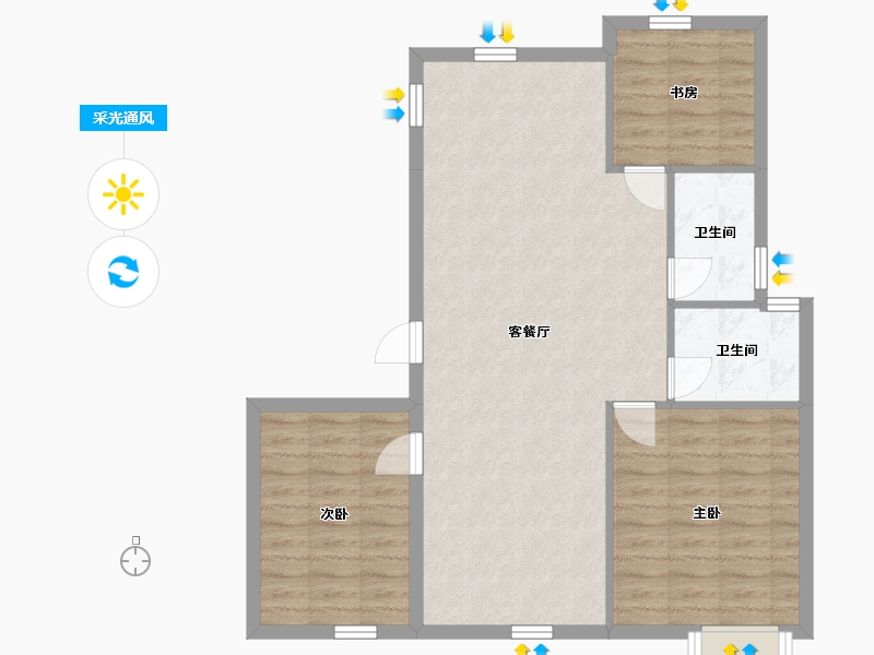 浙江省-宁波市-清枫雅苑2期-85.59-户型库-采光通风