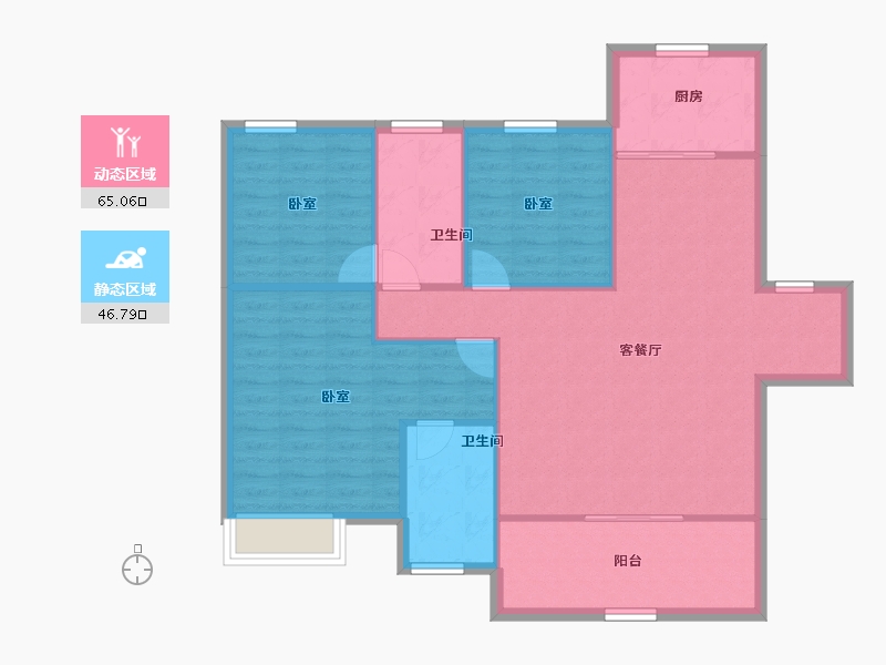 河南省-郑州市-兴港云菩-102.68-户型库-动静分区