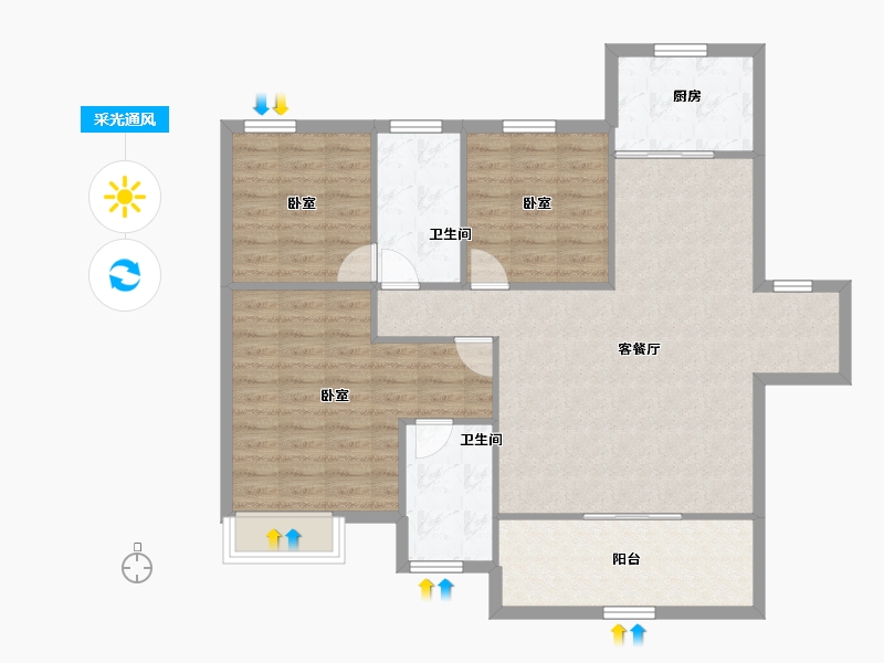 河南省-郑州市-兴港云菩-102.68-户型库-采光通风