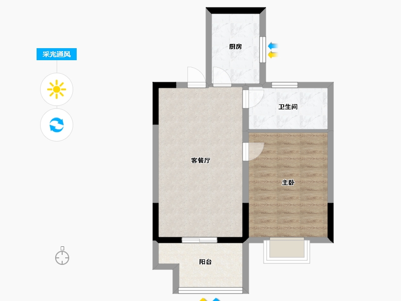 安徽省-池州市-昌盛·翰林学府-54.35-户型库-采光通风