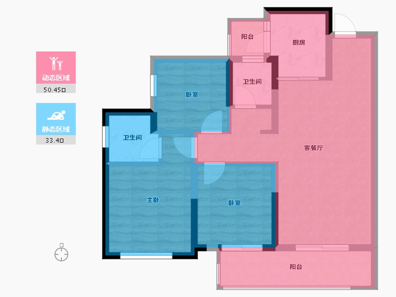 四川省-宜宾市-鲁能公馆-74.61-户型库-动静分区