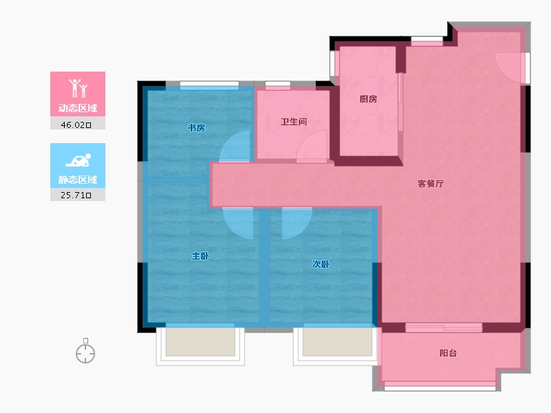 甘肃省-兰州市-兰州万达城-63.63-户型库-动静分区