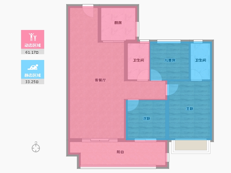 陕西省-榆林市-开城锦里-84.80-户型库-动静分区