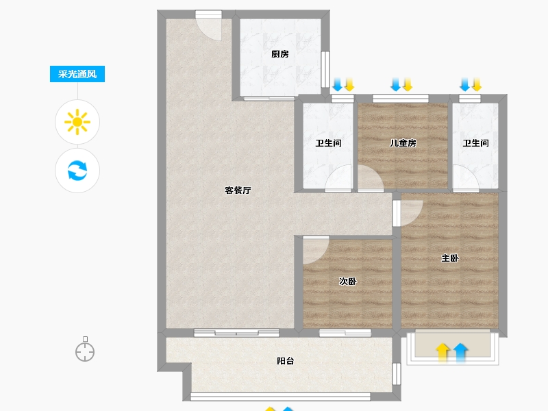 陕西省-榆林市-开城锦里-84.80-户型库-采光通风