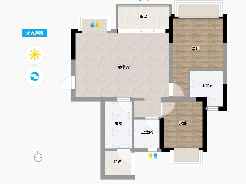 四川省-成都市-城投置地国宾璟园-59.92-户型库-采光通风