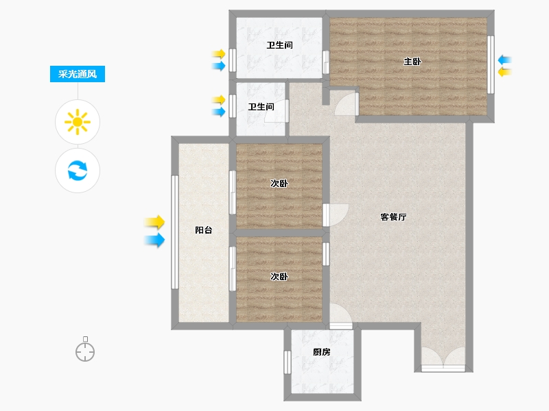 甘肃省-陇南市-恒达首座商住小区-105.94-户型库-采光通风