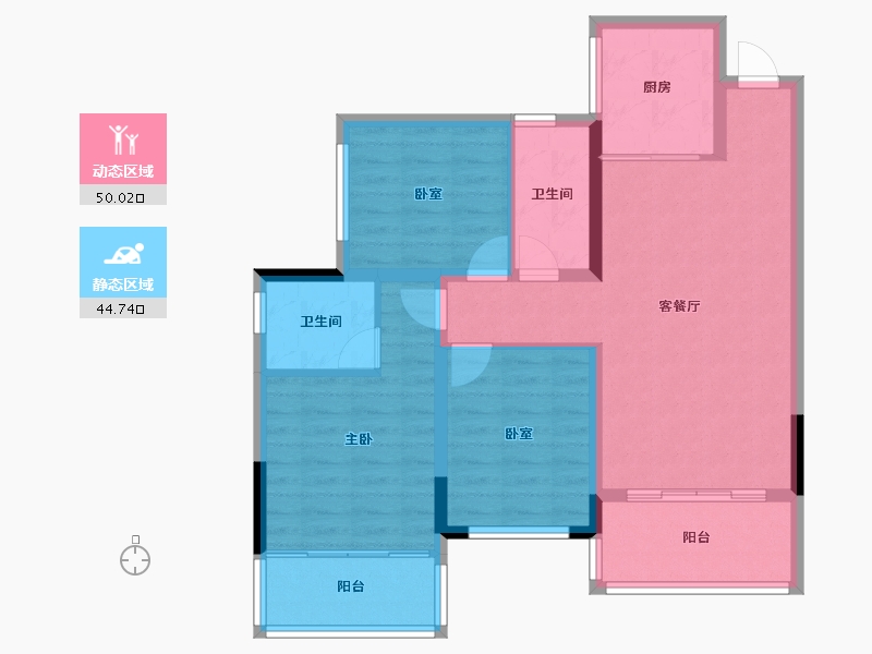 四川省-宜宾市-鑫洋·央玺-84.63-户型库-动静分区