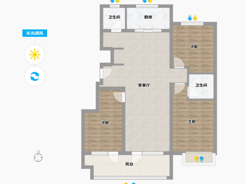 山东省-济南市-富华家园-97.63-户型库-采光通风