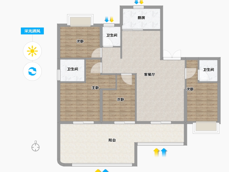 福建省-福州市-中建元亨府-131.07-户型库-采光通风