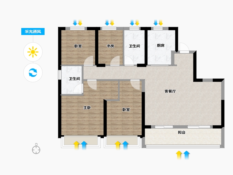 浙江省-温州市-星创晶晖园-111.20-户型库-采光通风