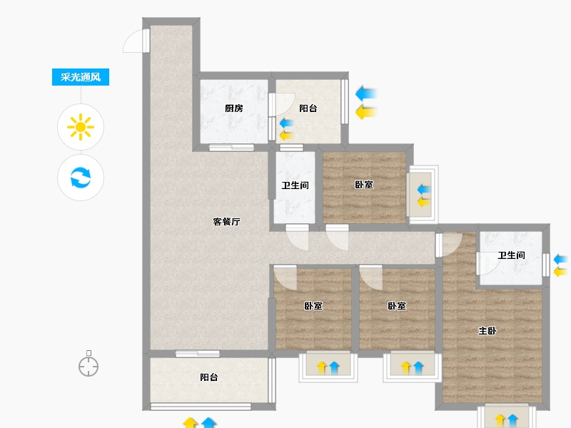 广东省-肇庆市-东丽新城-103.20-户型库-采光通风