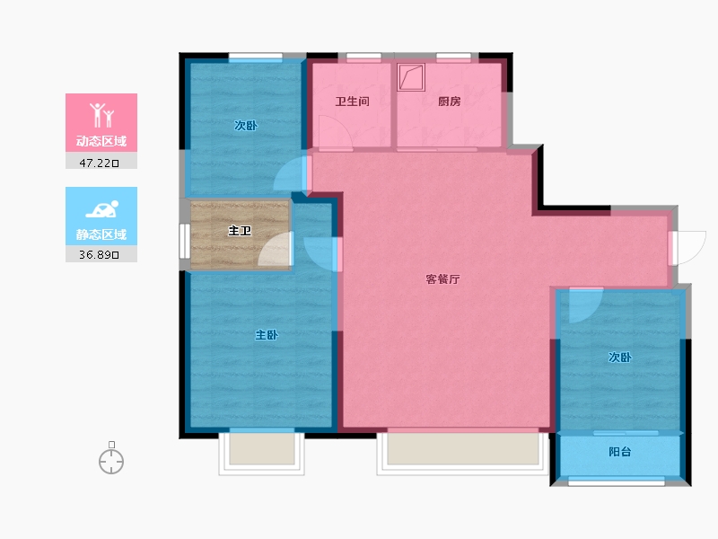 山东省-淄博市-中海观园-78.97-户型库-动静分区