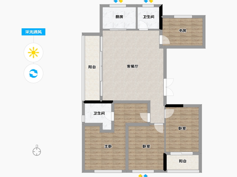 浙江省-杭州市-杭房众安·未珂宸铭府-110.40-户型库-采光通风