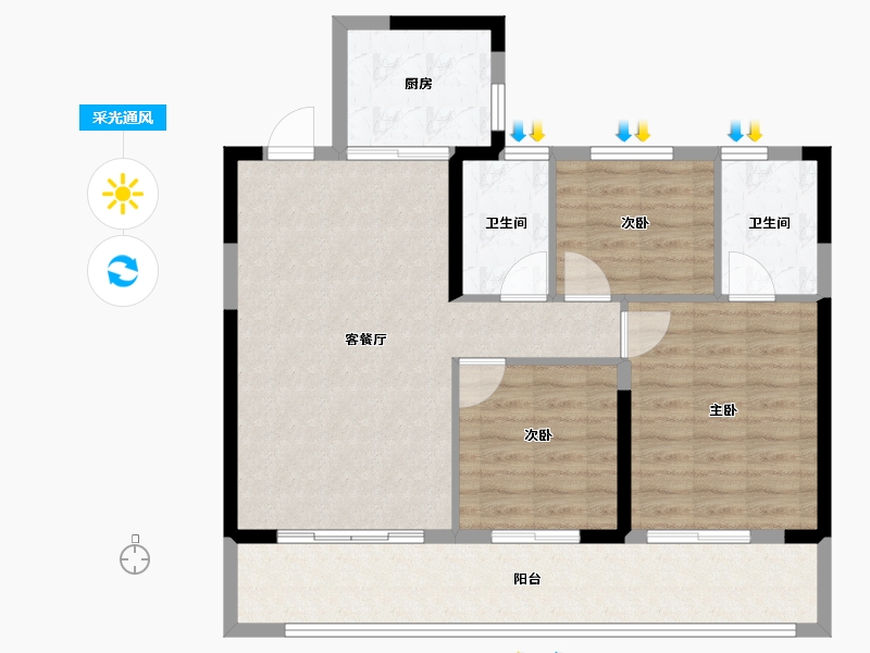 安徽省-合肥市-保利拾光年-91.00-户型库-采光通风