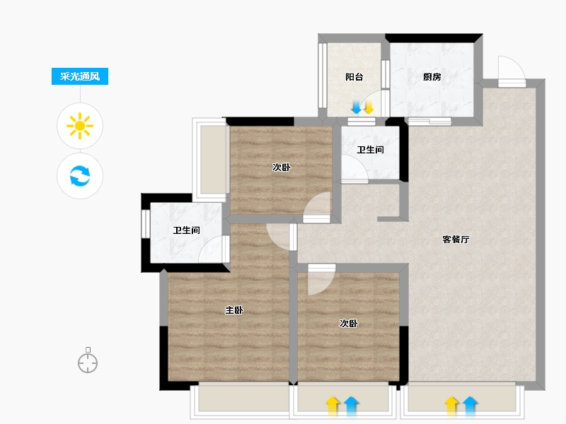 四川省-成都市-熙畔别院-80.90-户型库-采光通风