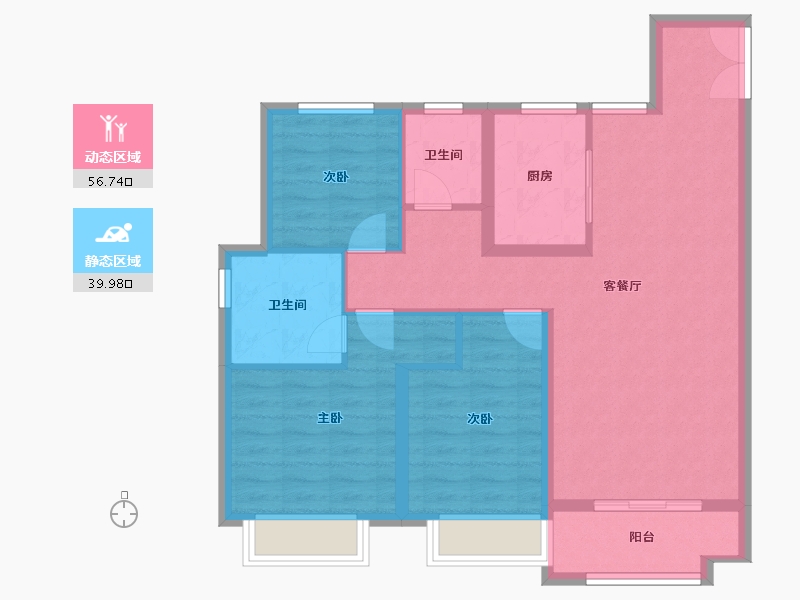 甘肃省-兰州市-兰州万达城-86.70-户型库-动静分区