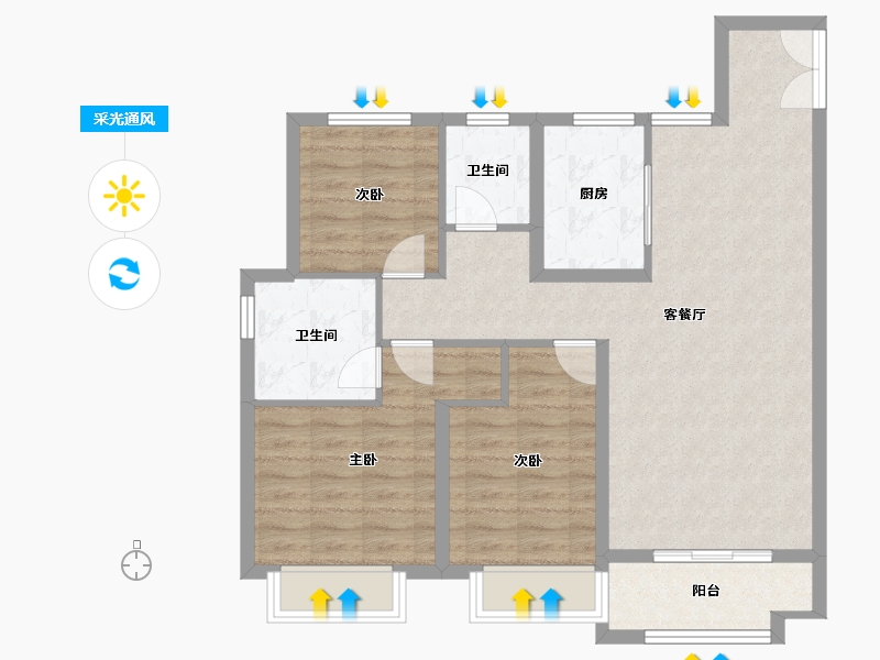 甘肃省-兰州市-兰州万达城-86.70-户型库-采光通风