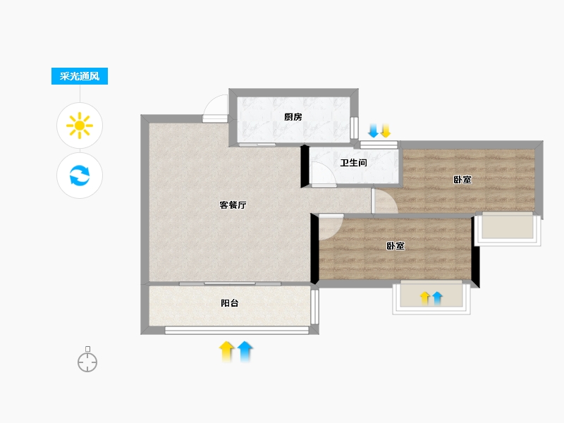 湖北省-恩施土家族苗族自治州-四季·未来城-59.61-户型库-采光通风