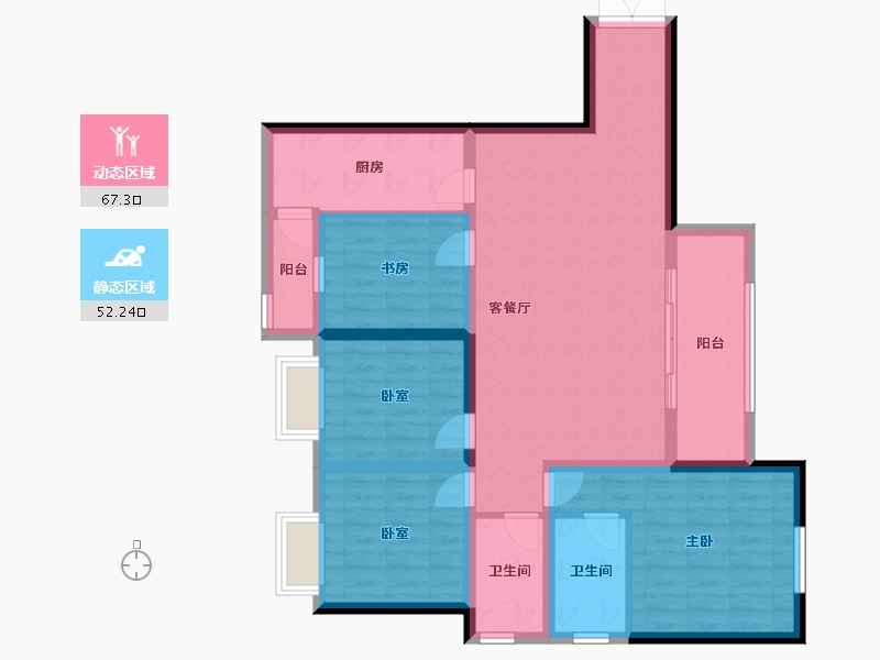 四川省-成都市-中港东湖壹号-106.66-户型库-动静分区