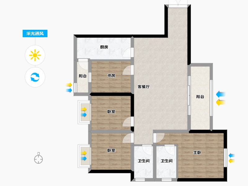 四川省-成都市-中港东湖壹号-106.66-户型库-采光通风