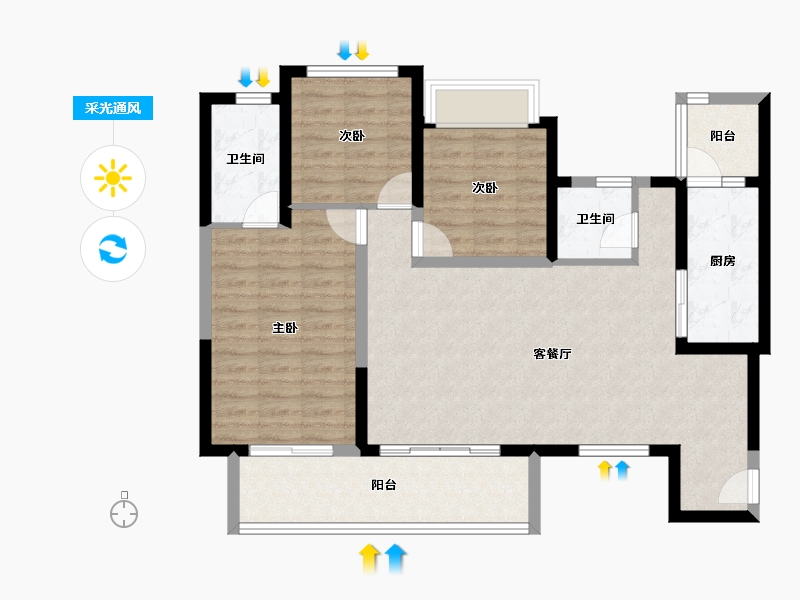 四川省-成都市-天府半岛-95.66-户型库-采光通风