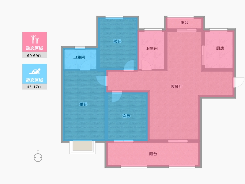 陕西省-西安市-御锦城-102.00-户型库-动静分区