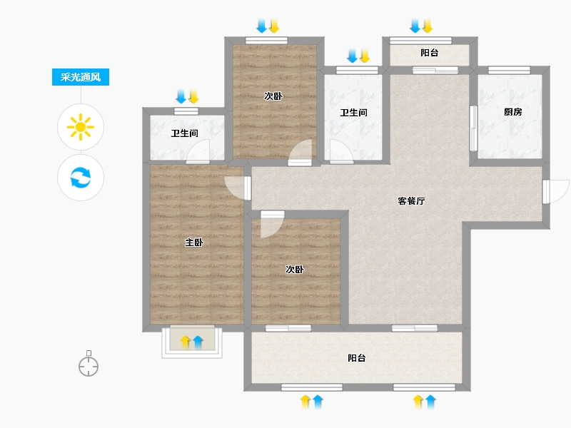 陕西省-西安市-御锦城-102.00-户型库-采光通风