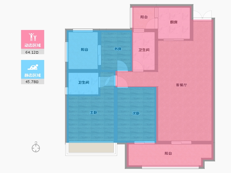 贵州省-毕节市-麒龙香林美域-96.40-户型库-动静分区