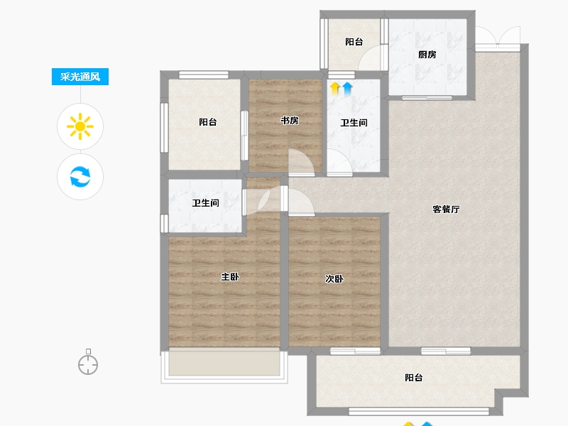 贵州省-毕节市-麒龙香林美域-96.40-户型库-采光通风