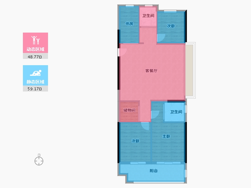 江苏省-南京市-碧桂园凤凰城-98.40-户型库-动静分区