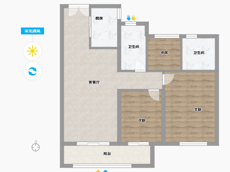 浙江省-湖州市-满庭芳府-72.00-户型库-采光通风