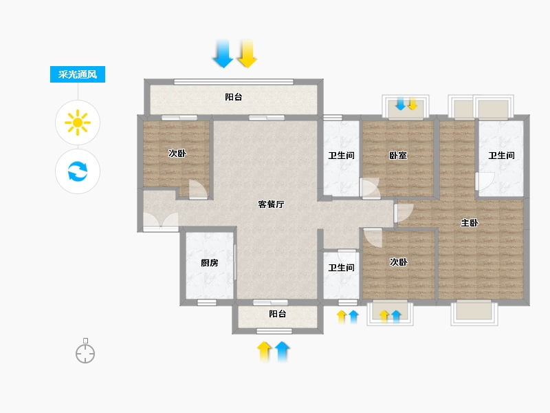 广西壮族自治区-梧州市-万达滨江城-126.62-户型库-采光通风