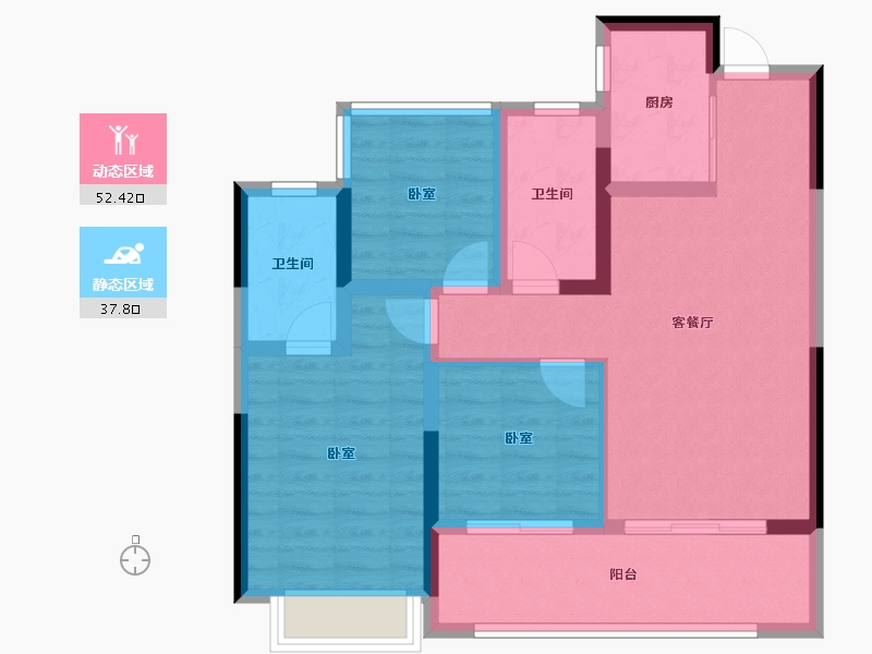 安徽省-合肥市-招商雍润府-79.79-户型库-动静分区