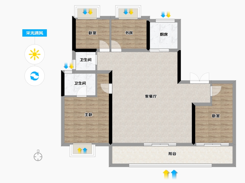 四川省-成都市-中旅千川阅-109.73-户型库-采光通风