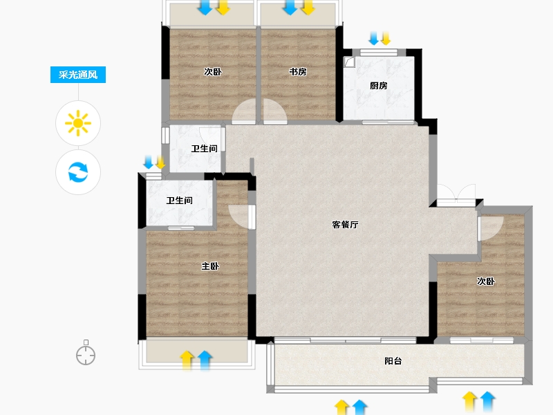 四川省-成都市-中旅千川阅-105.72-户型库-采光通风