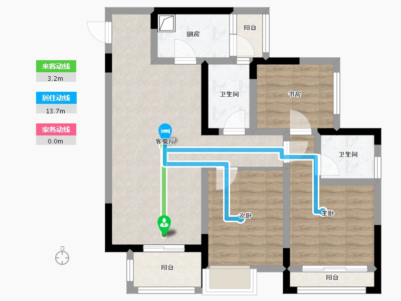 重庆-重庆市-北辰悦来壹号-76.59-户型库-动静线