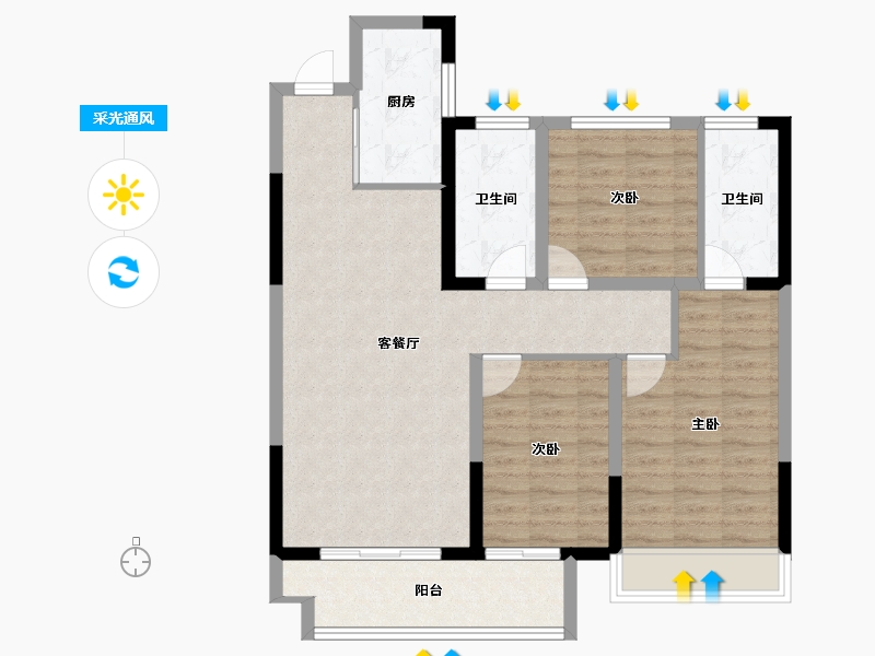 山东省-菏泽市-学府世家-90.01-户型库-采光通风