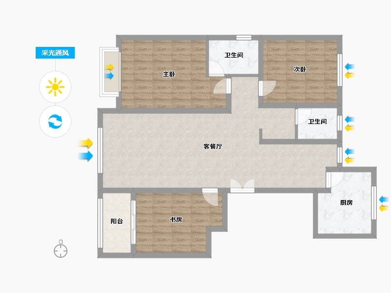 山东省-滨州市-祥泰公馆-104.00-户型库-采光通风