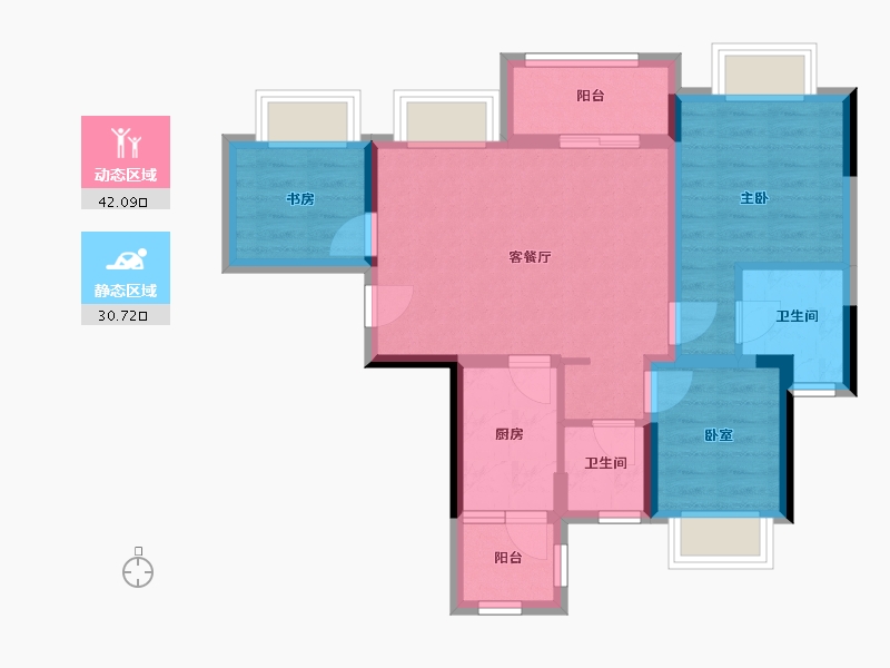 四川省-成都市-城投置地国宾璟园-63.66-户型库-动静分区