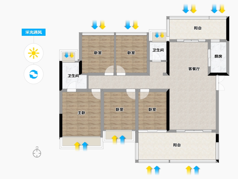 湖北省-恩施土家族苗族自治州-四季·未来城-125.67-户型库-采光通风