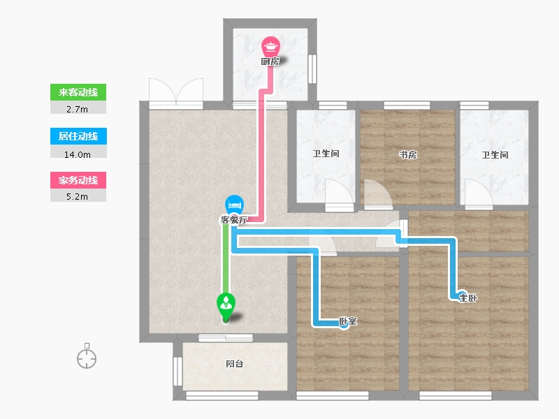 陕西省-西安市-新兴玉园-105.00-户型库-动静线