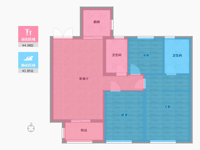 陕西省-西安市-新兴玉园-105.00-户型库-动静分区