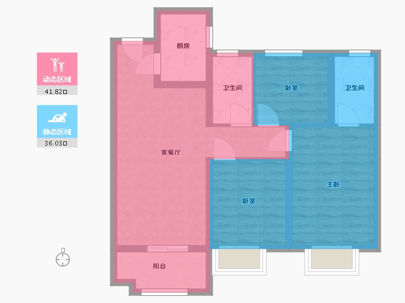 河南省-郑州市-朗悦公园府悦棠苑-76.80-户型库-动静分区