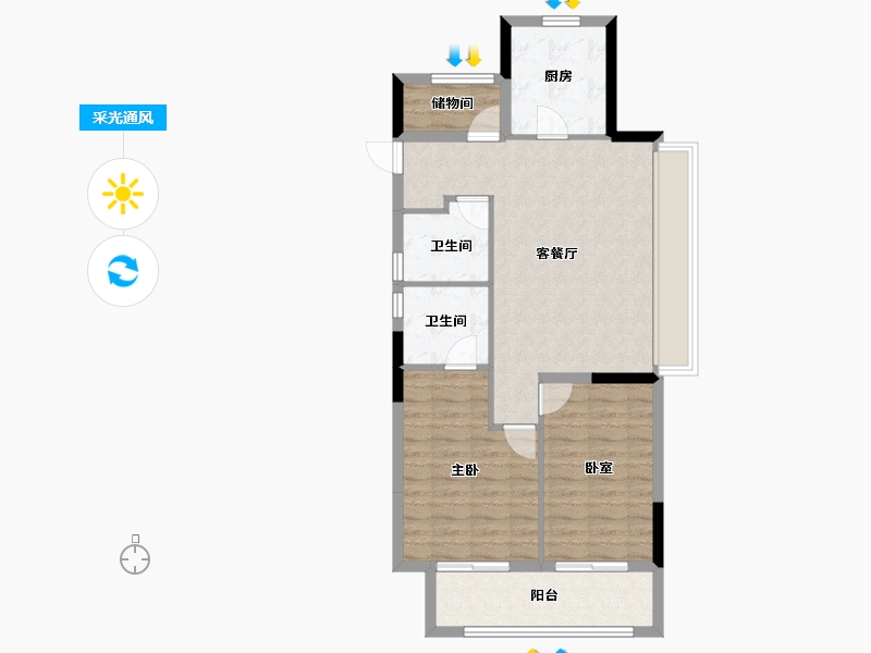 浙江省-杭州市-越秀·星颂府-79.20-户型库-采光通风