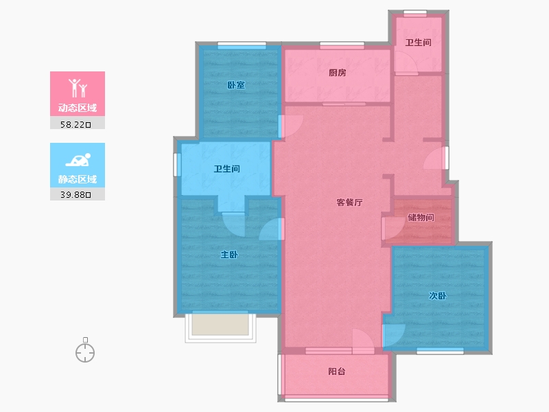 辽宁省-大连市-万科金地和风明月-88.00-户型库-动静分区