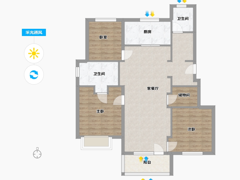 辽宁省-大连市-万科金地和风明月-88.00-户型库-采光通风