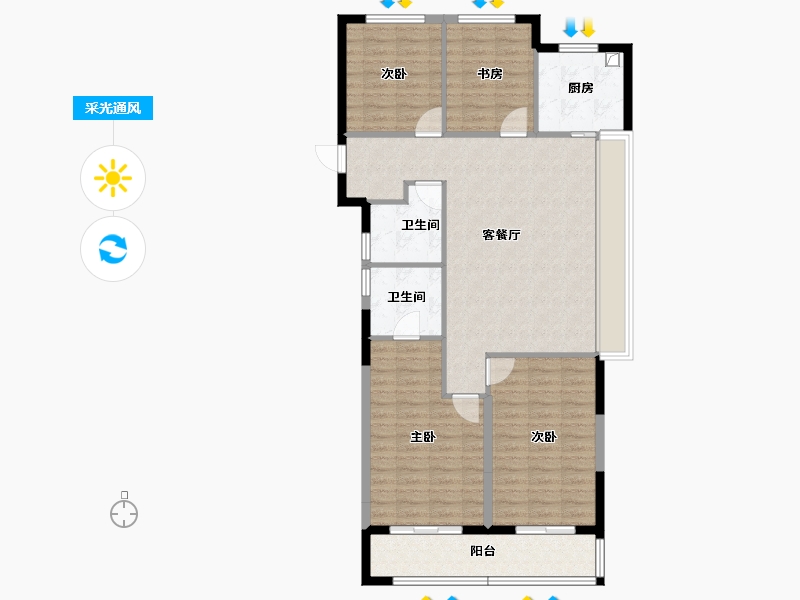 浙江省-杭州市-翠语彩虹里-107.75-户型库-采光通风