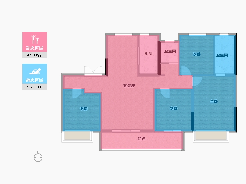 江苏省-淮安市-港龙东望府-110.40-户型库-动静分区