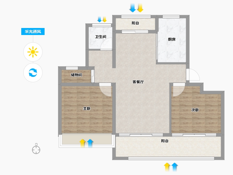 安徽省-阜阳市-城南栖霞云境-92.00-户型库-采光通风