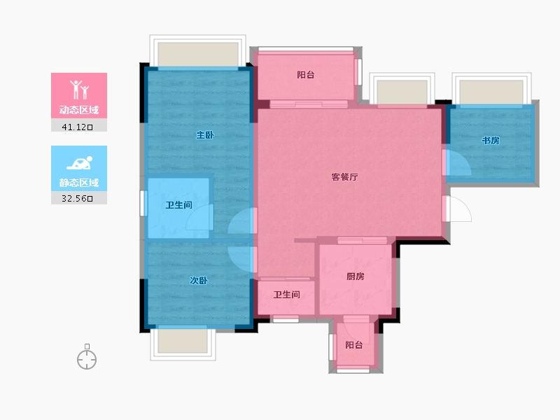 四川省-成都市-城投置地国宾璟园-65.54-户型库-动静分区